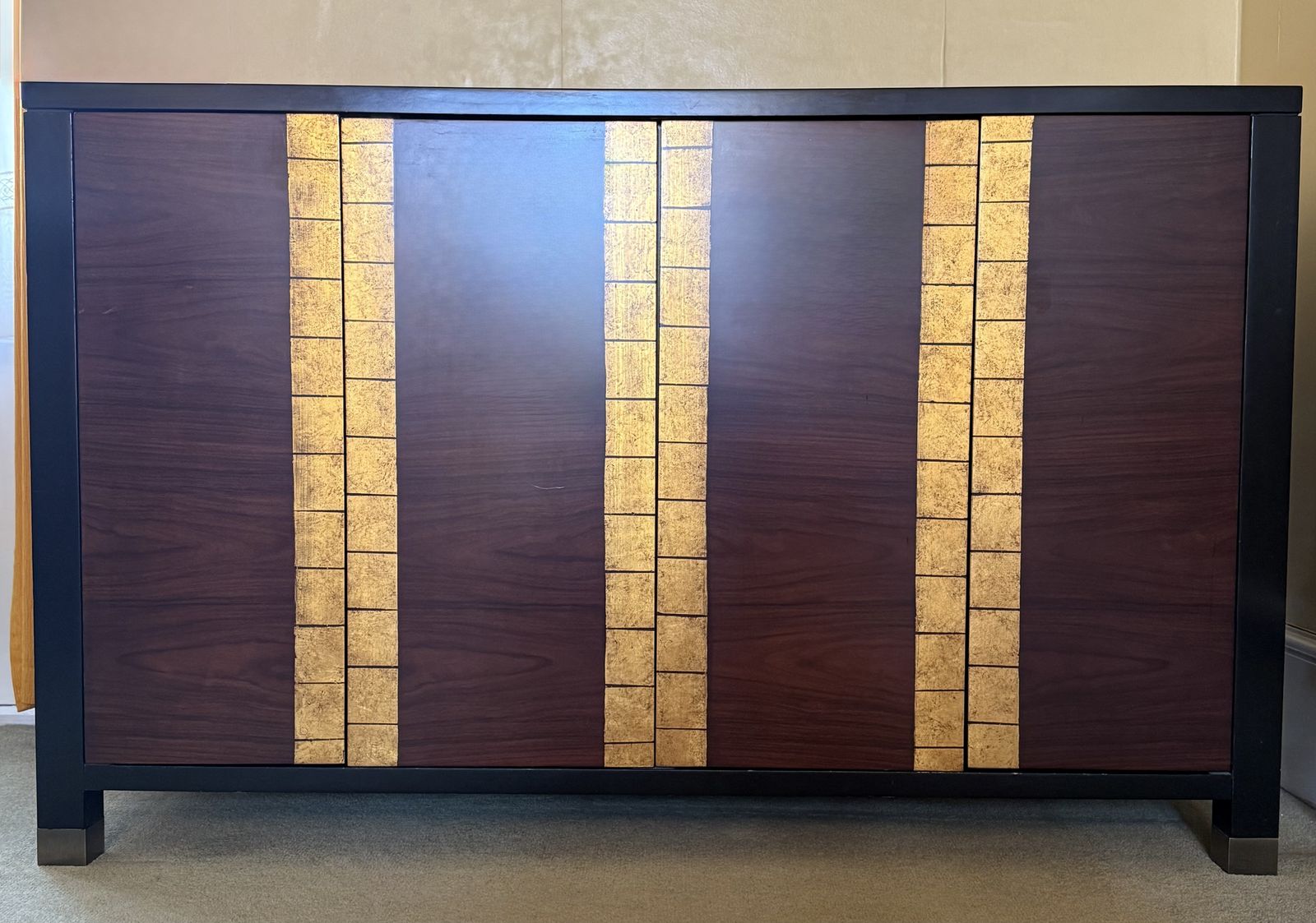 John Black Quality Cabinet Side Board Shelving Rosewood Gold Unique Piece   Available Now