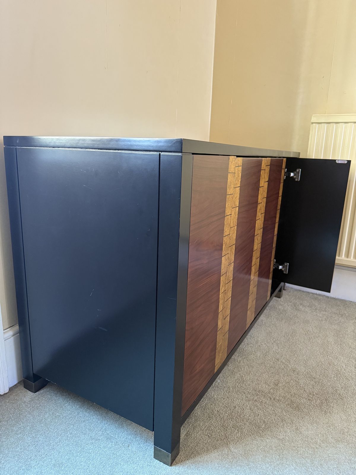 John Black Quality Cabinet Side Board Shelving Rosewood Gold Unique Piece   Available Now photo for sale