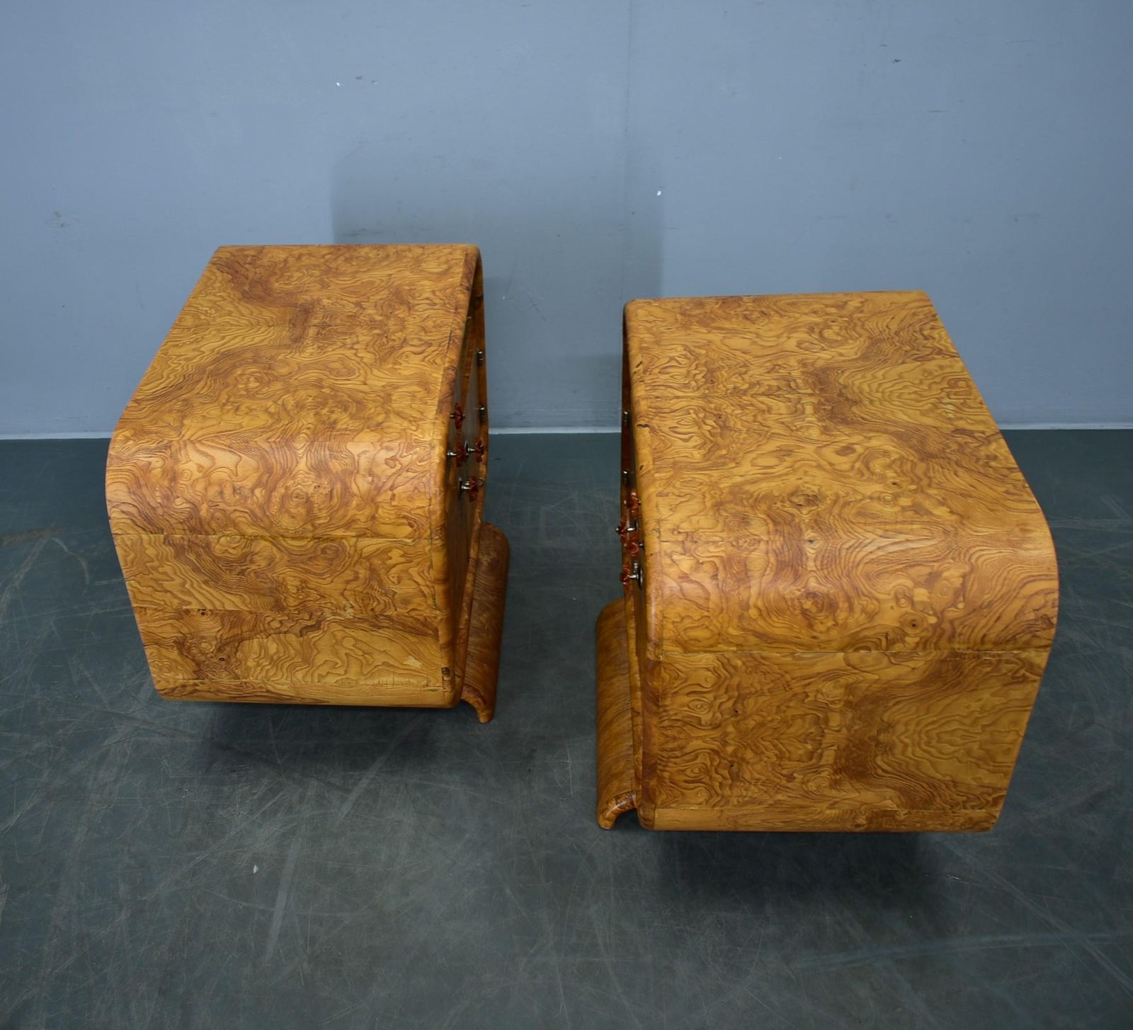 Furniture 1939s Pair Of Art Deco Bedside Tables, Czechoslovakia photo