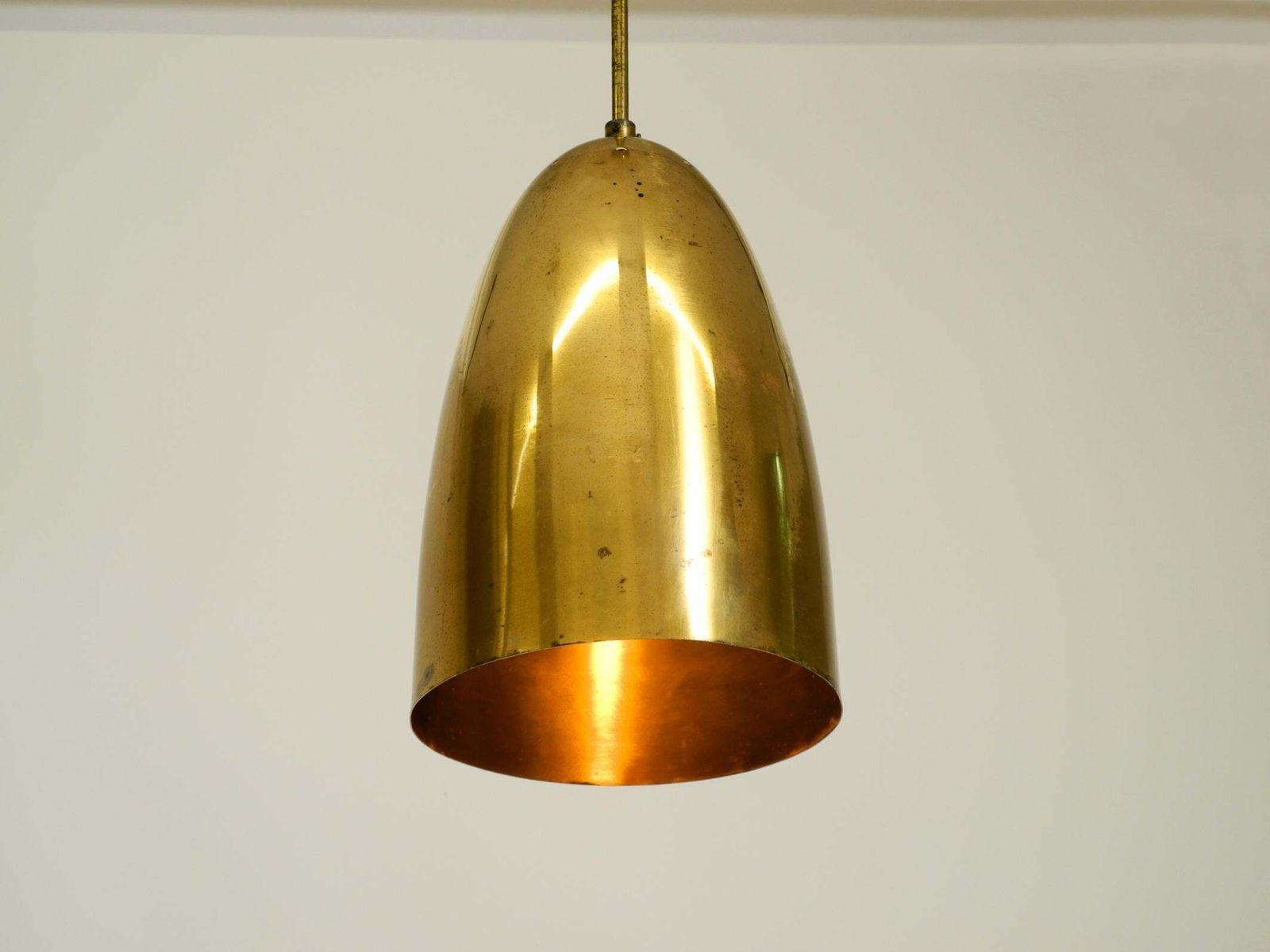 Hoogte verstelbare mid-century modern messing hanglamp photo for sale