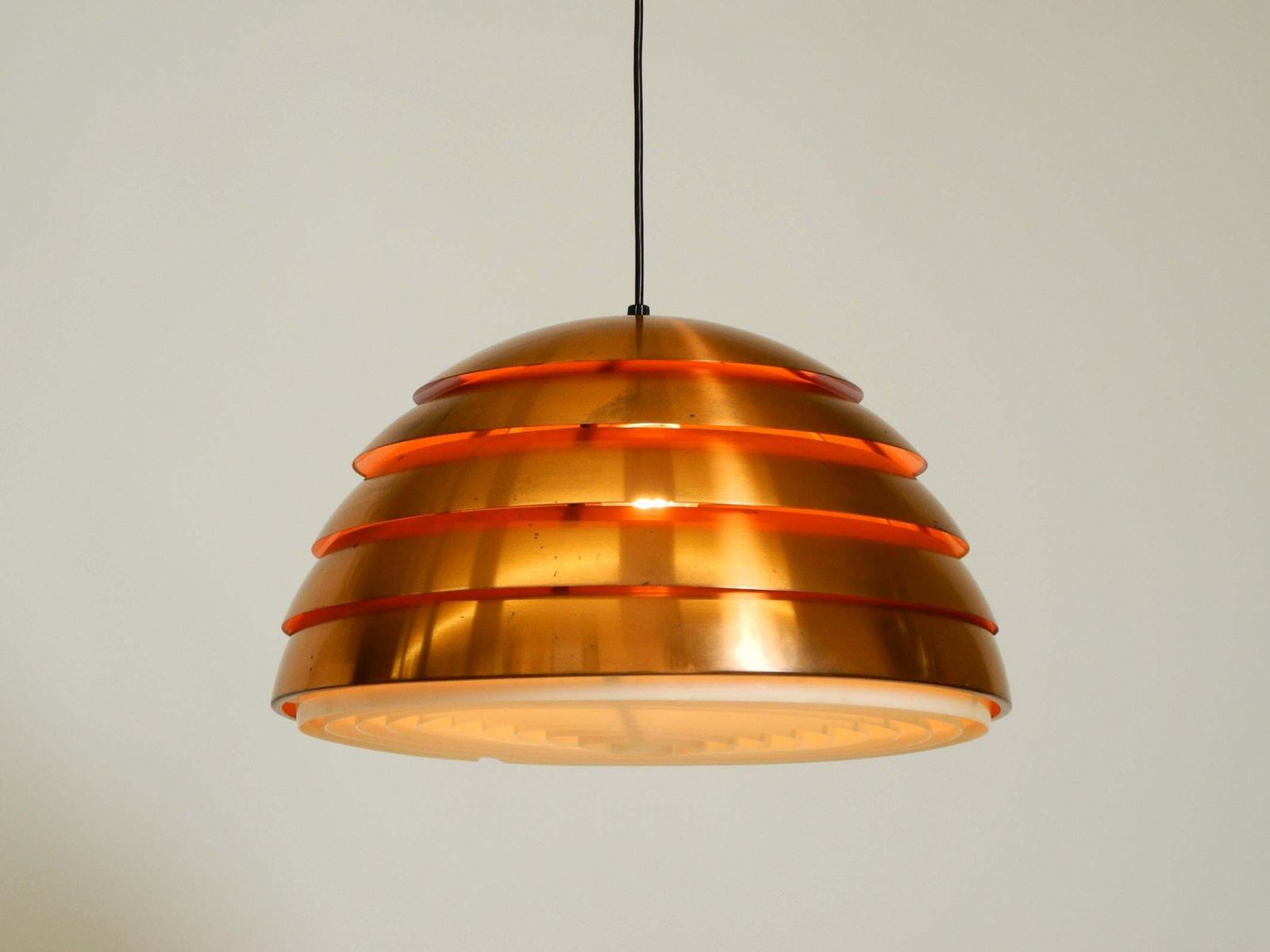 Koperen Lamellenhanglamp uit de jaren 1960 van Hans-Agne Jakobsson voor Markaryd, Zweden photo buy