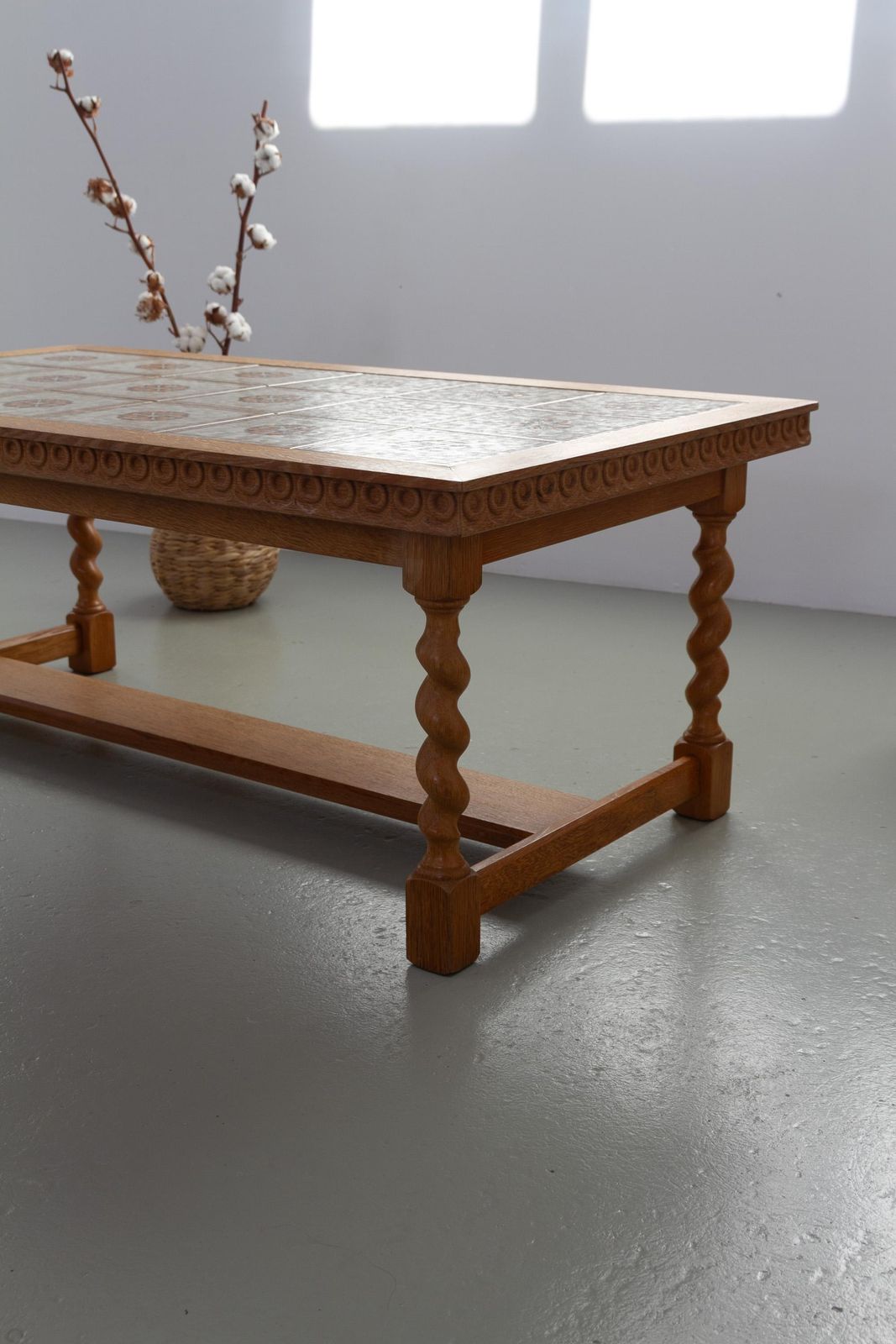 Scandinavian Modern Oak And Tile Coffee Table In Kjærnulf Style, 1960s. photo for sale