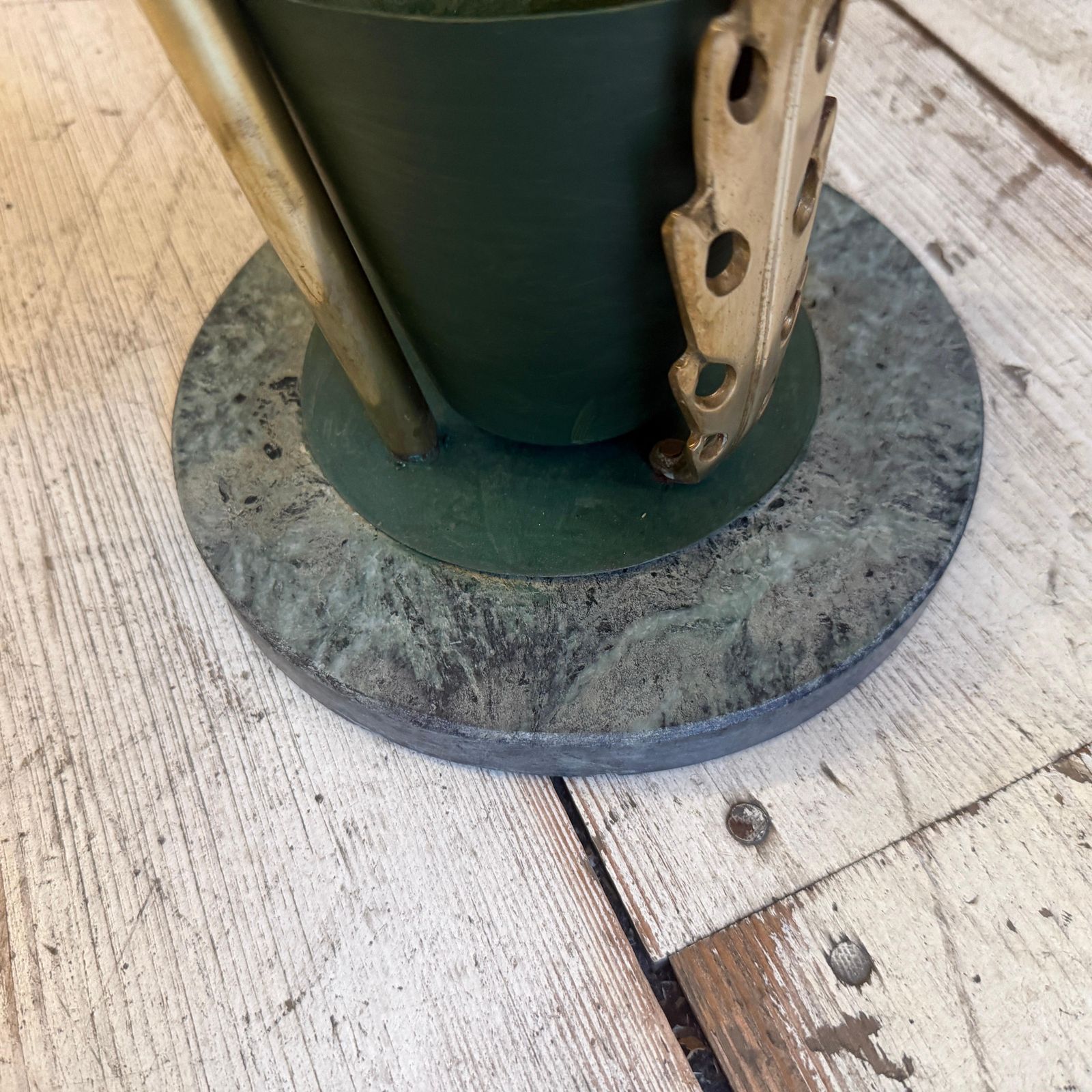 1322.0 1950s Mid Century Modern Brass And Marble Umbrella Stand, Gio Ponti Style photo