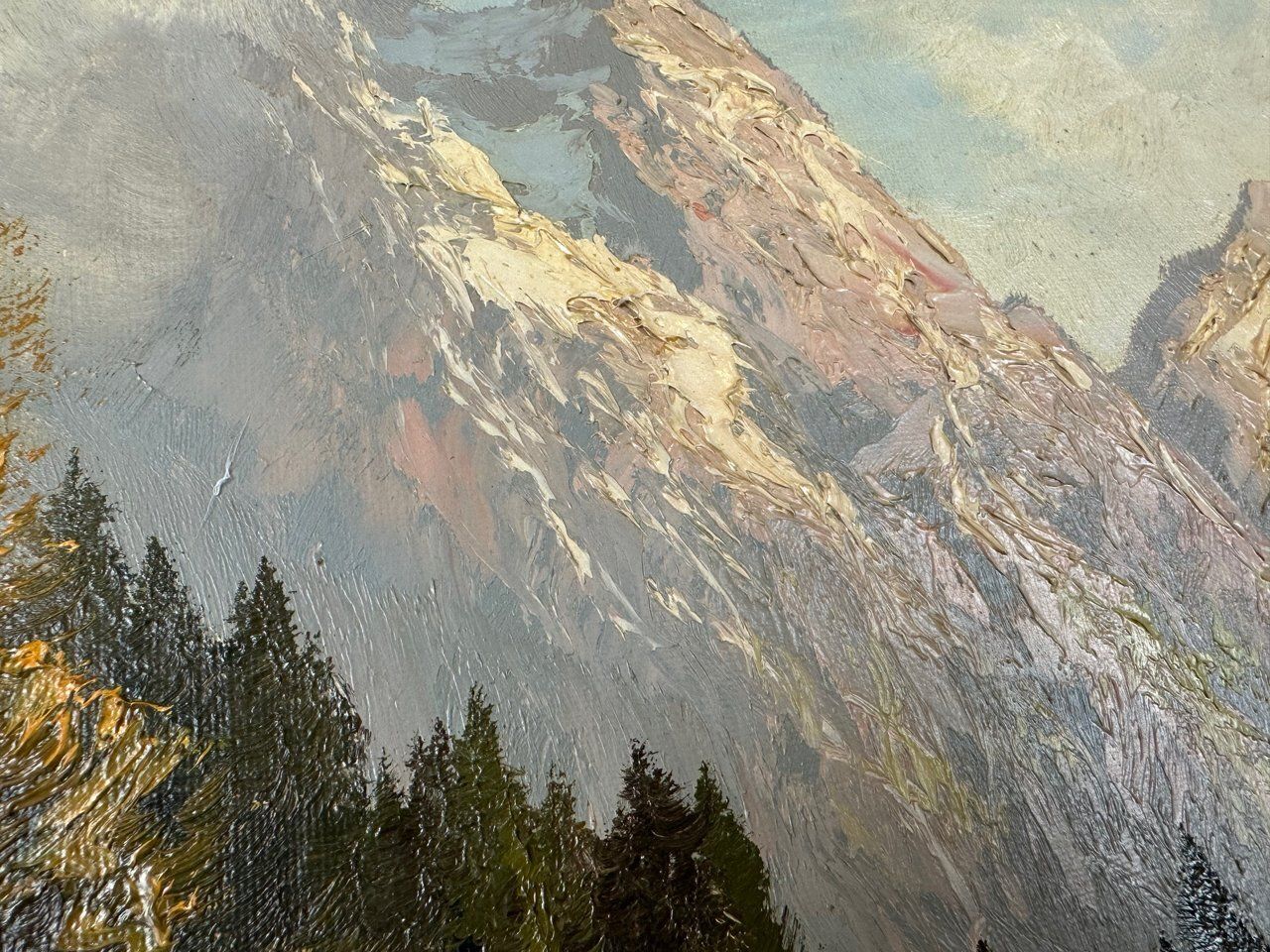 Josef Heinrich Thomas, Sonnenspitze Landscape, Oil On Canvas, 1970s, Framed photo for sale