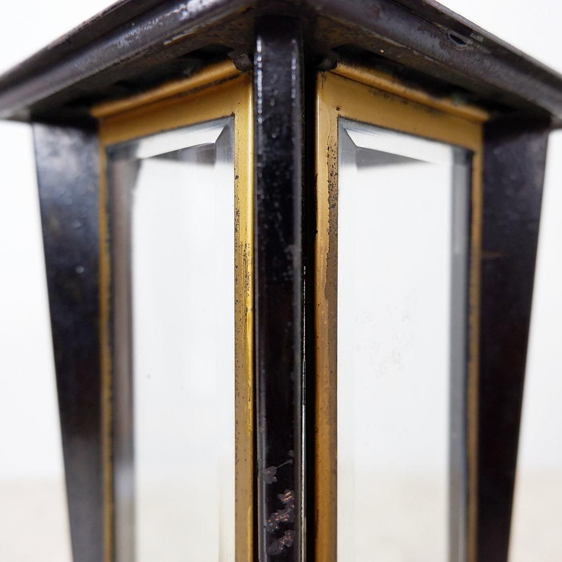 Mid 20th Century Wooden Memorial Lantern With Antique Brass & Glass photo buy