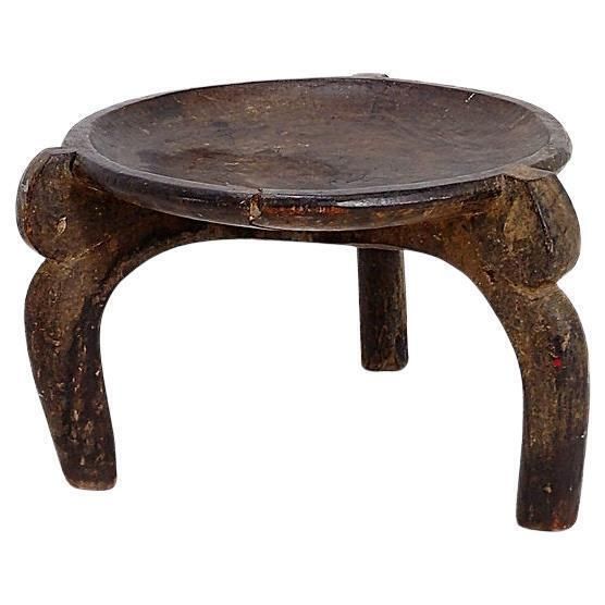 Vintage Tanzanian Wood Stool, Hand Carved, Wabi Sabi Style, Circa 1960