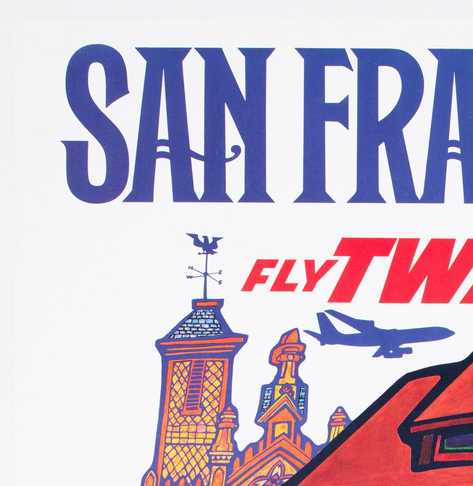 Twa San Francisco C1960s Airline Travel Advertising Poster, David Klein photo for sale