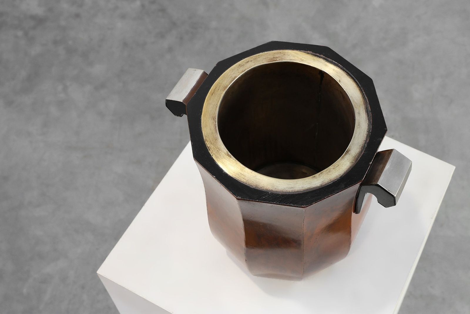 Art Deco Sculptural Burlwood Ice Bucket, France, 1925 photo Home Decor