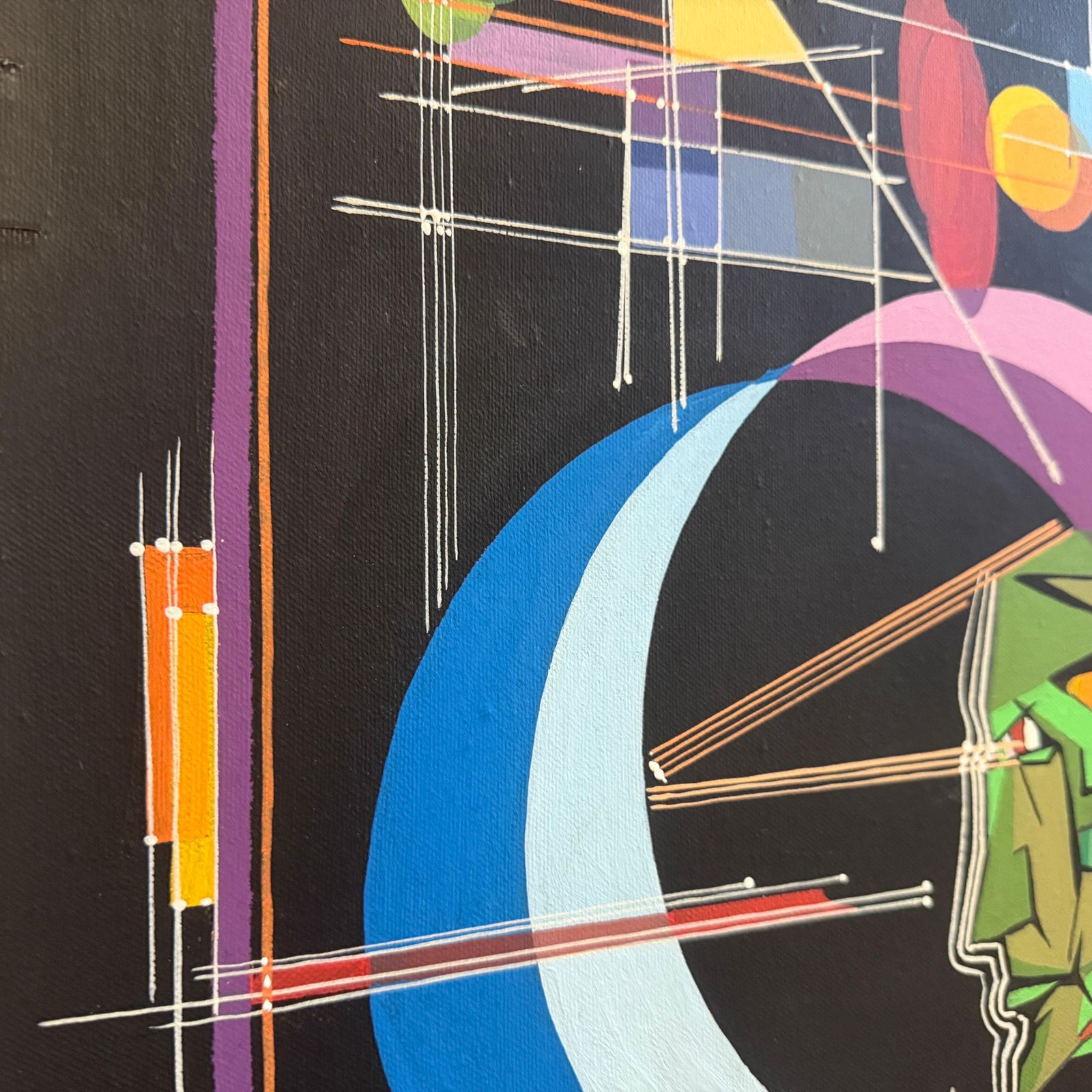 A 1980s Kandinsky Style Futurist Abstract Italian Oil Painting By Libero Vitali photo vinterior