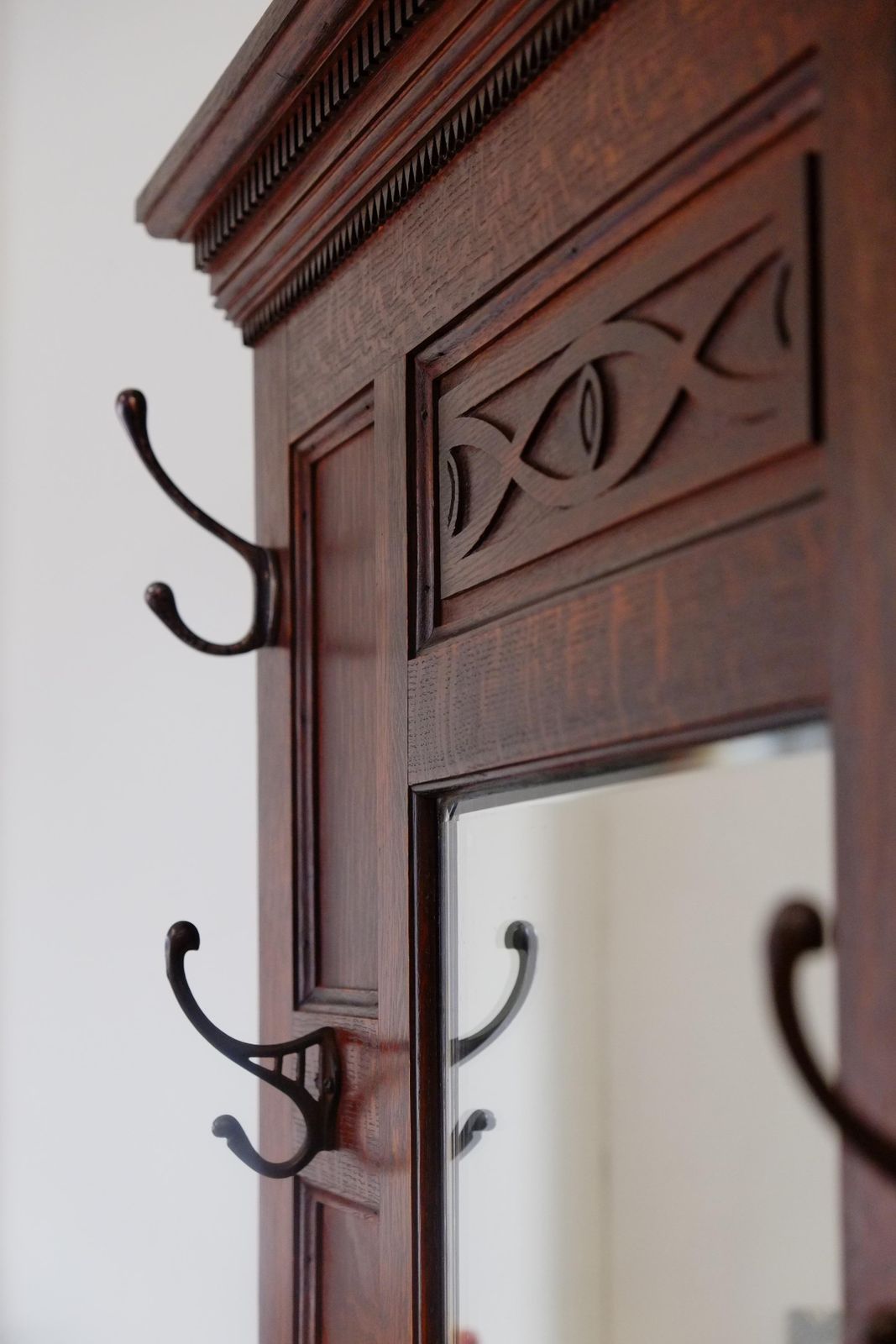 Antique Arts And Crafts English Solid Oak Hallway Stand With Drawers photo for sale