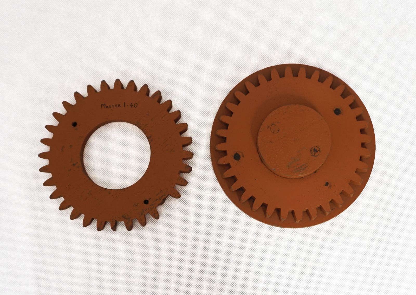 photo for sale Industrial Molds Circa 1950s Wooden Toothed Cog Wheel Pattern Formers Sculptures