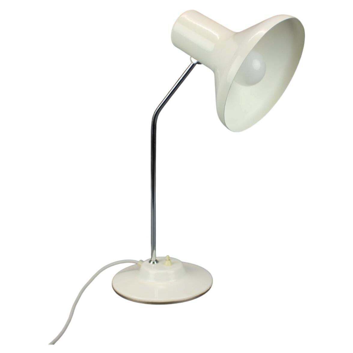 1970s German Space Age Adjustable Desk Lamp In White Metal And Chrome