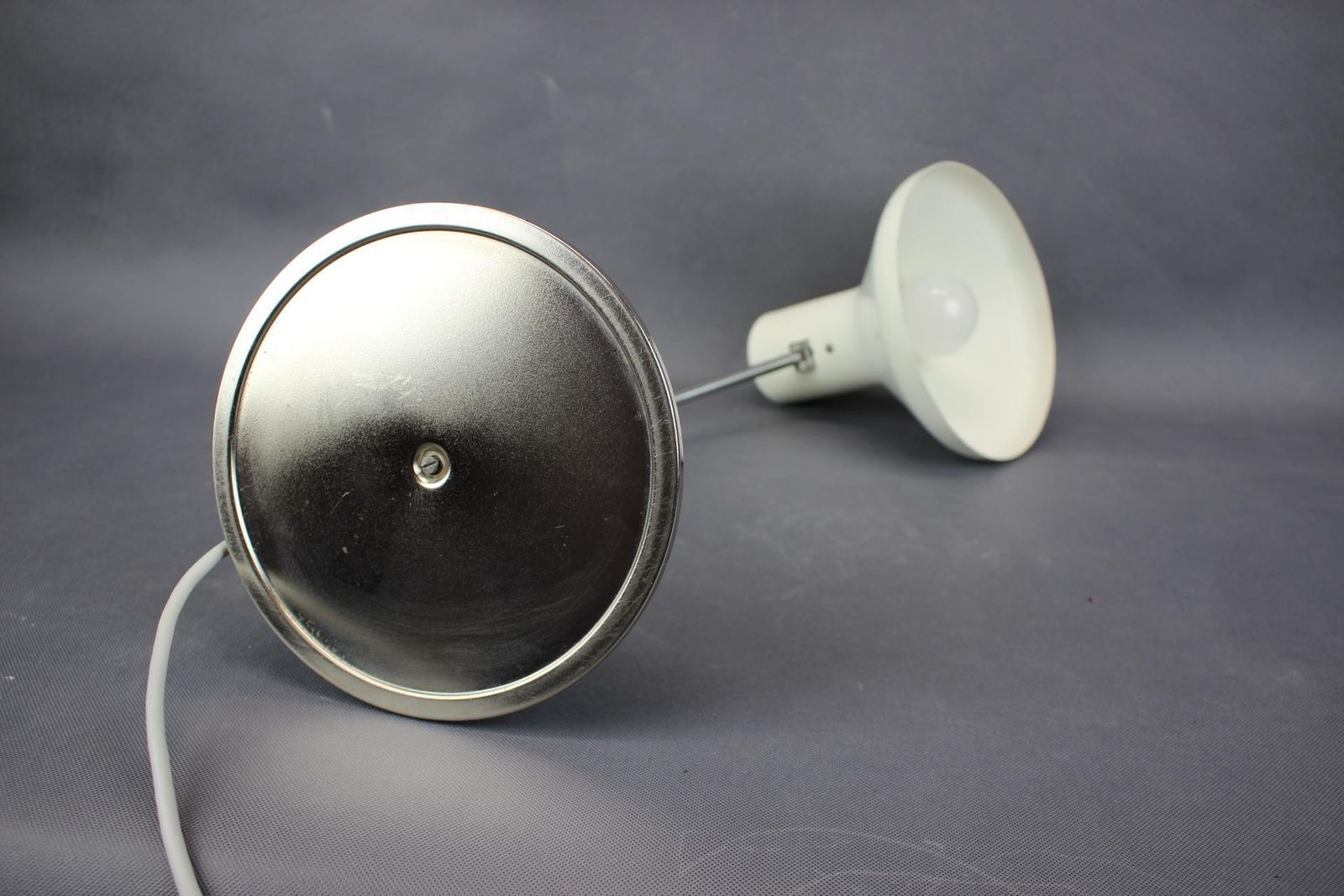 photo for sale 1970s German Space Age Adjustable Desk Lamp In White Metal And Chrome