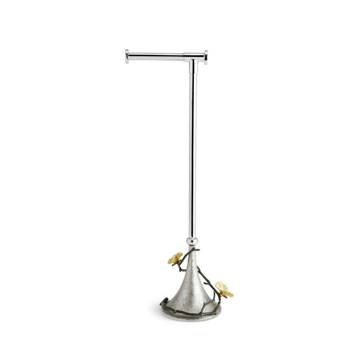 Set Of 3 Butterfly Ginkgo Toilet Paper Stands In Brass photo vinterior