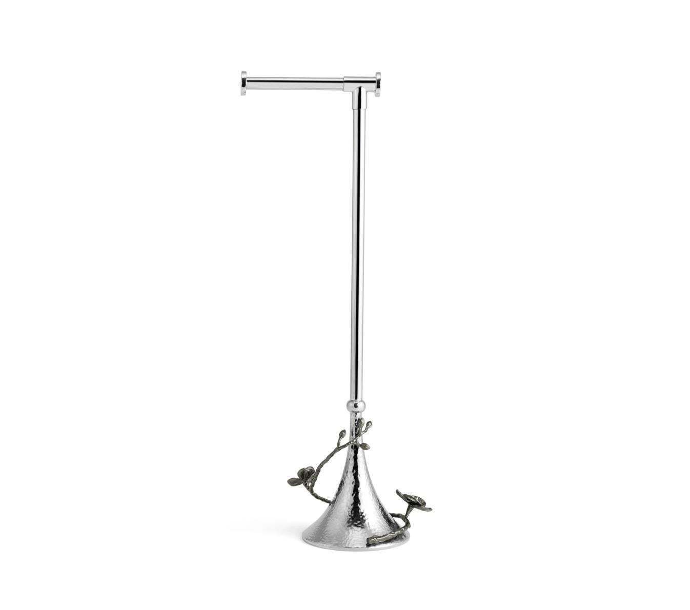 Set Of 3 White Orchid Toilet Paper Stands In Stainless Steel And Nickel photo 1205.0