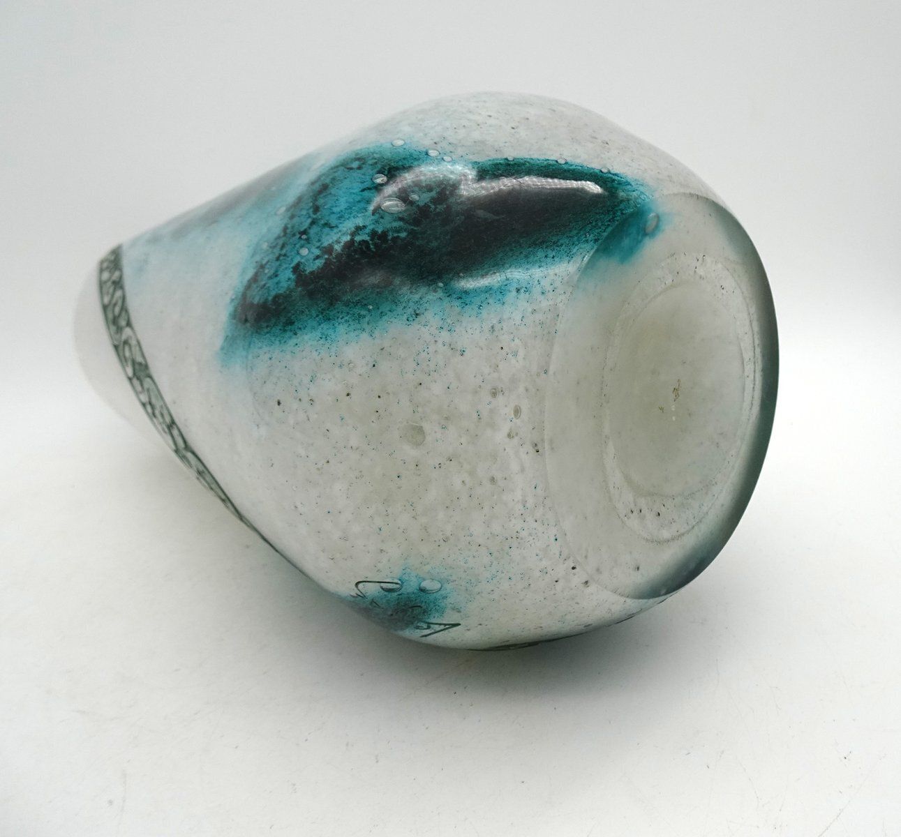 photo for sale Acid Cameo Art Glass Vase With Bird Pattern From Legras, 1920s