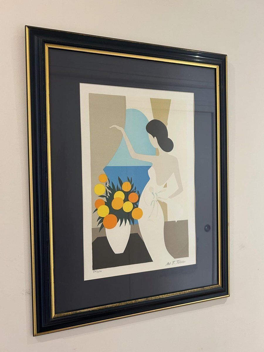 Maria Theresa Torres, Female Figure With Flowers, 1980s, Lithograph photo 372.0