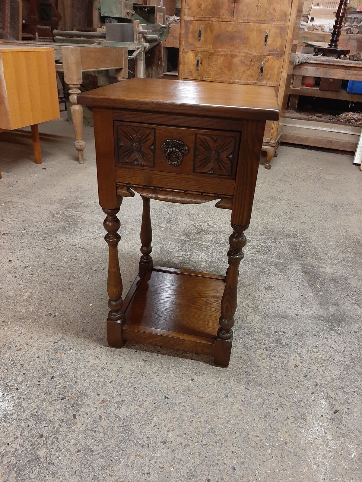 Lovely Vintage Wood Bros Oak Bedside Table In Very Good Condition