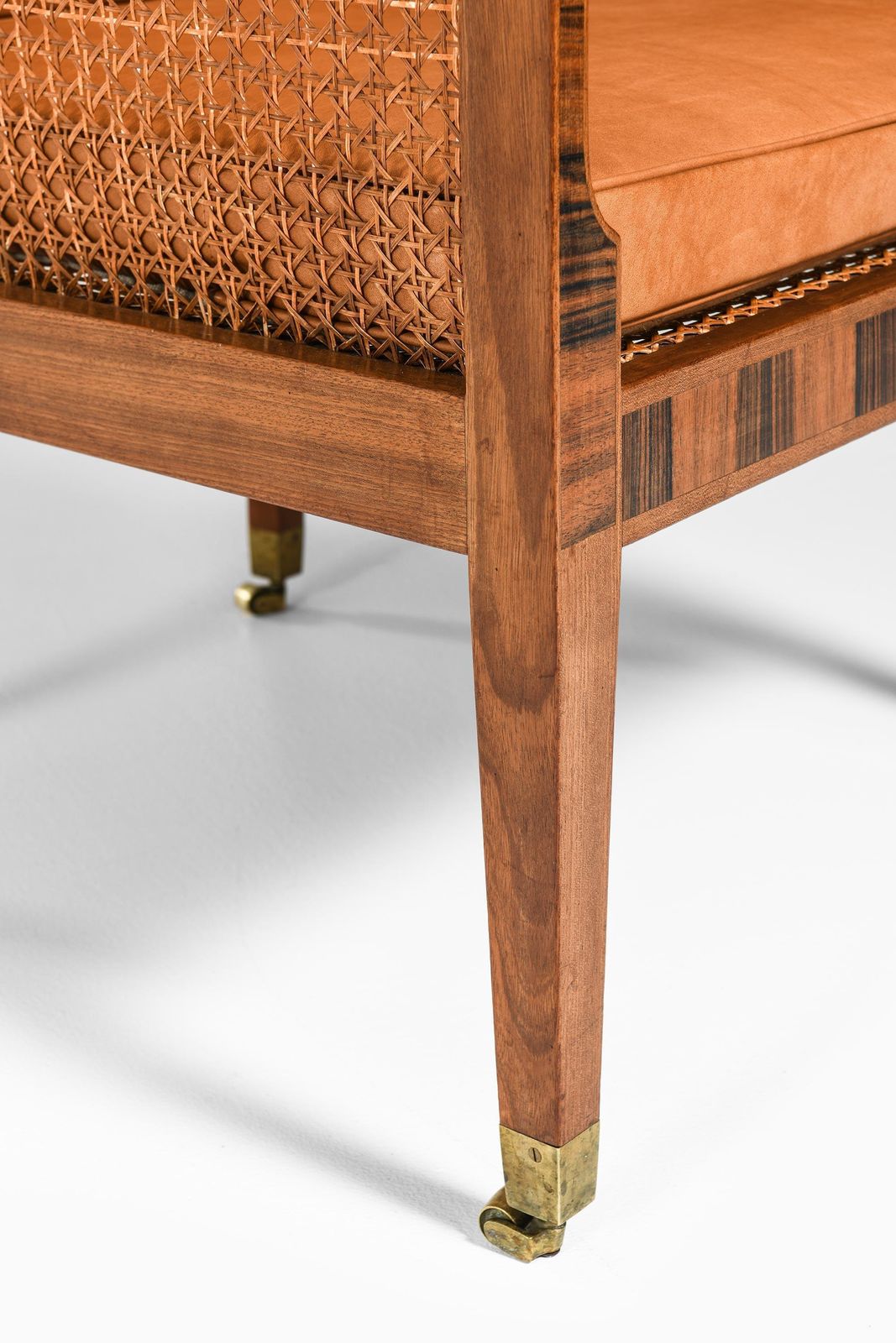 38337.0 Pair Of Bergère Armchairs In Cane, Leather & Mahogany By Kaare Klint, 1931 photo