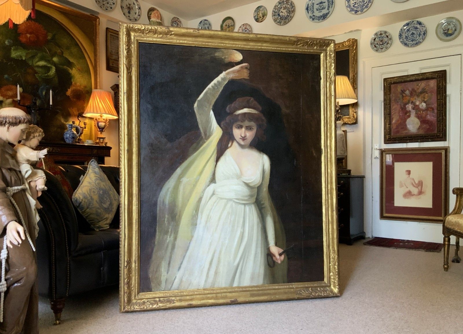 John Opie Ra (1761  1807) Huge Oil Portrait Painting *Exhibited Harvard Museum*