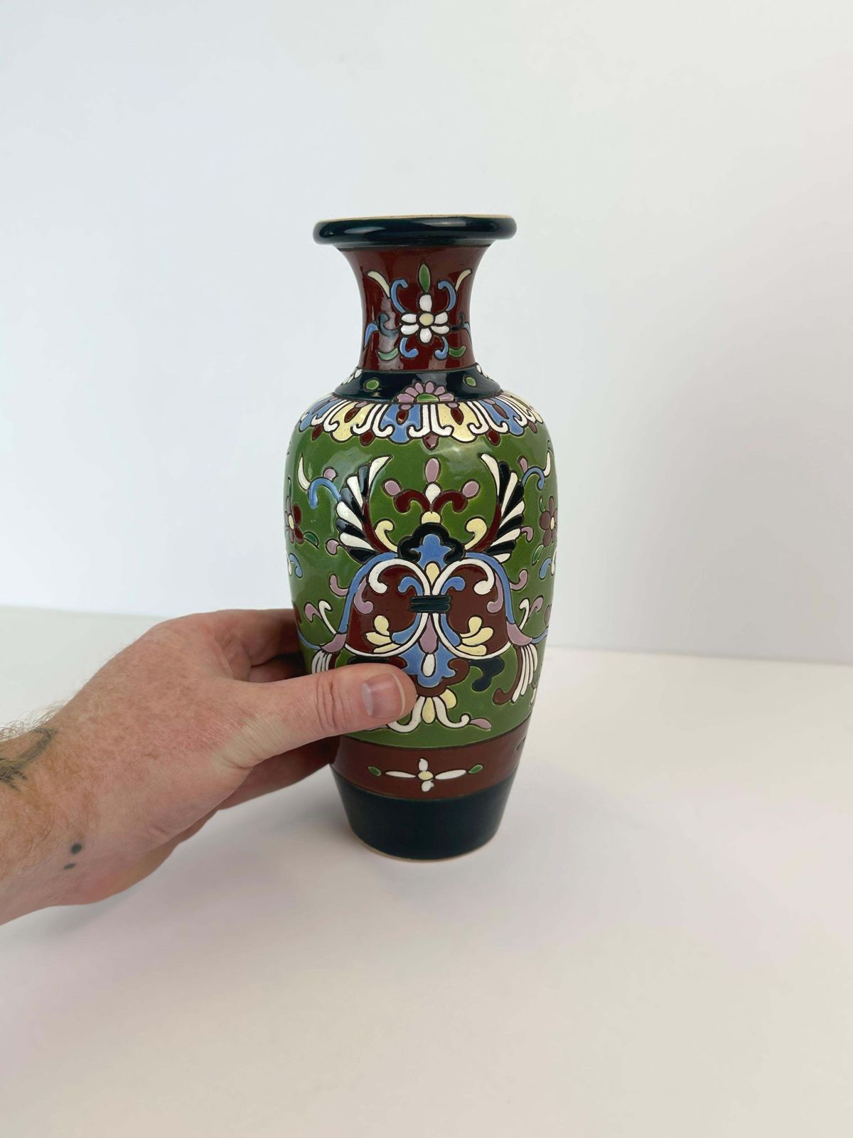 French Faience Art Nouveau Vase, Baluster Form, Early 20th Century, France photo 458.0