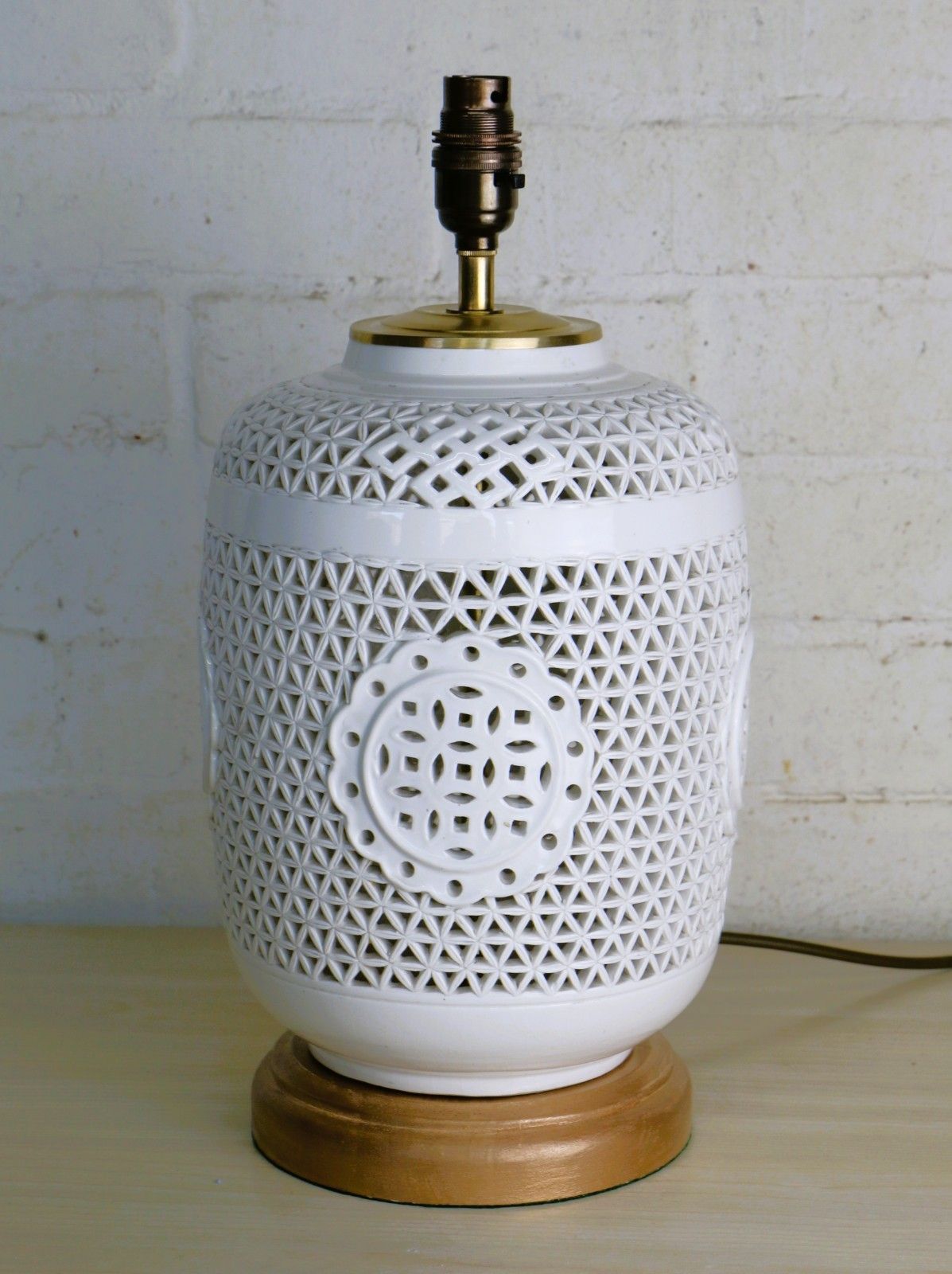 Table Lamp Oriental Blanc De Chine Reticulated Chinese Ceramic Lamp 20th C. photo furniture