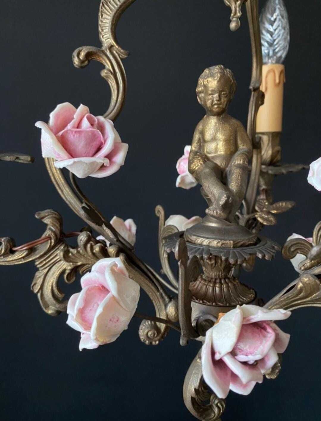 Lustre d'époque en porcelaine et laiton photo buy