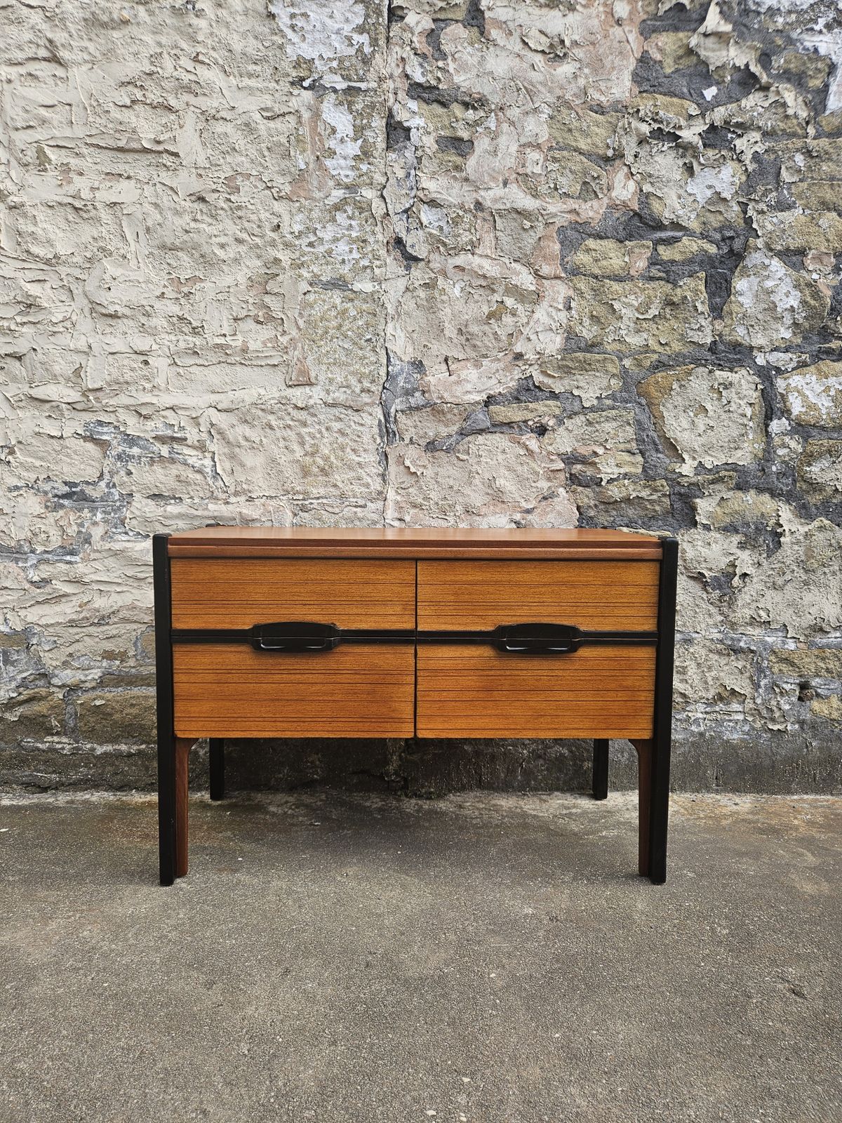 Mid Century Sideboard Chest Of Drawers In Beech And Ebony Vintage Furniture