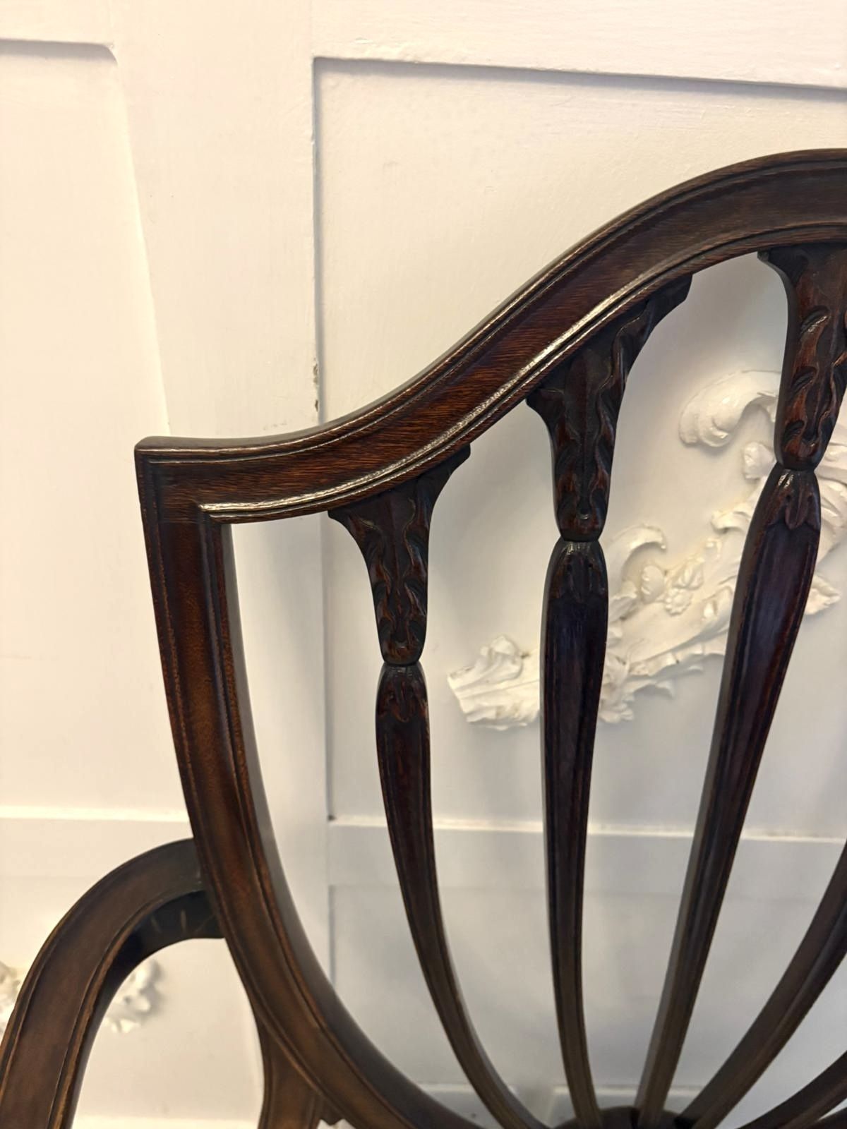 Antique English Early 20th Century Maple & Co Mahogany Shield Back Dining Chairs Set Of 10 photo 6400.0