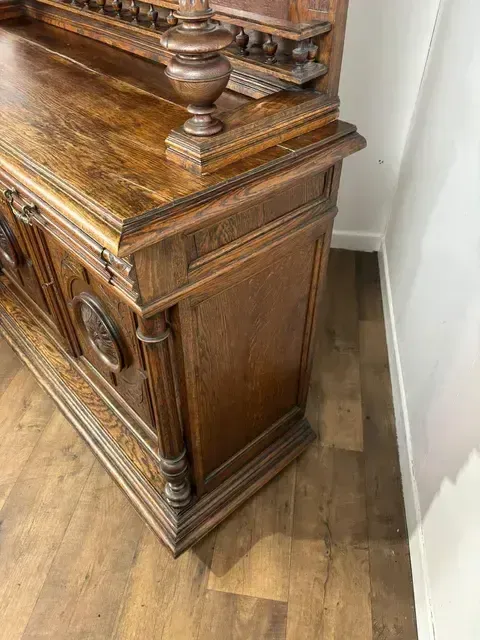 Furniture 19th Century French Renaissance Style Carved Oak Buffet Sideboard photo