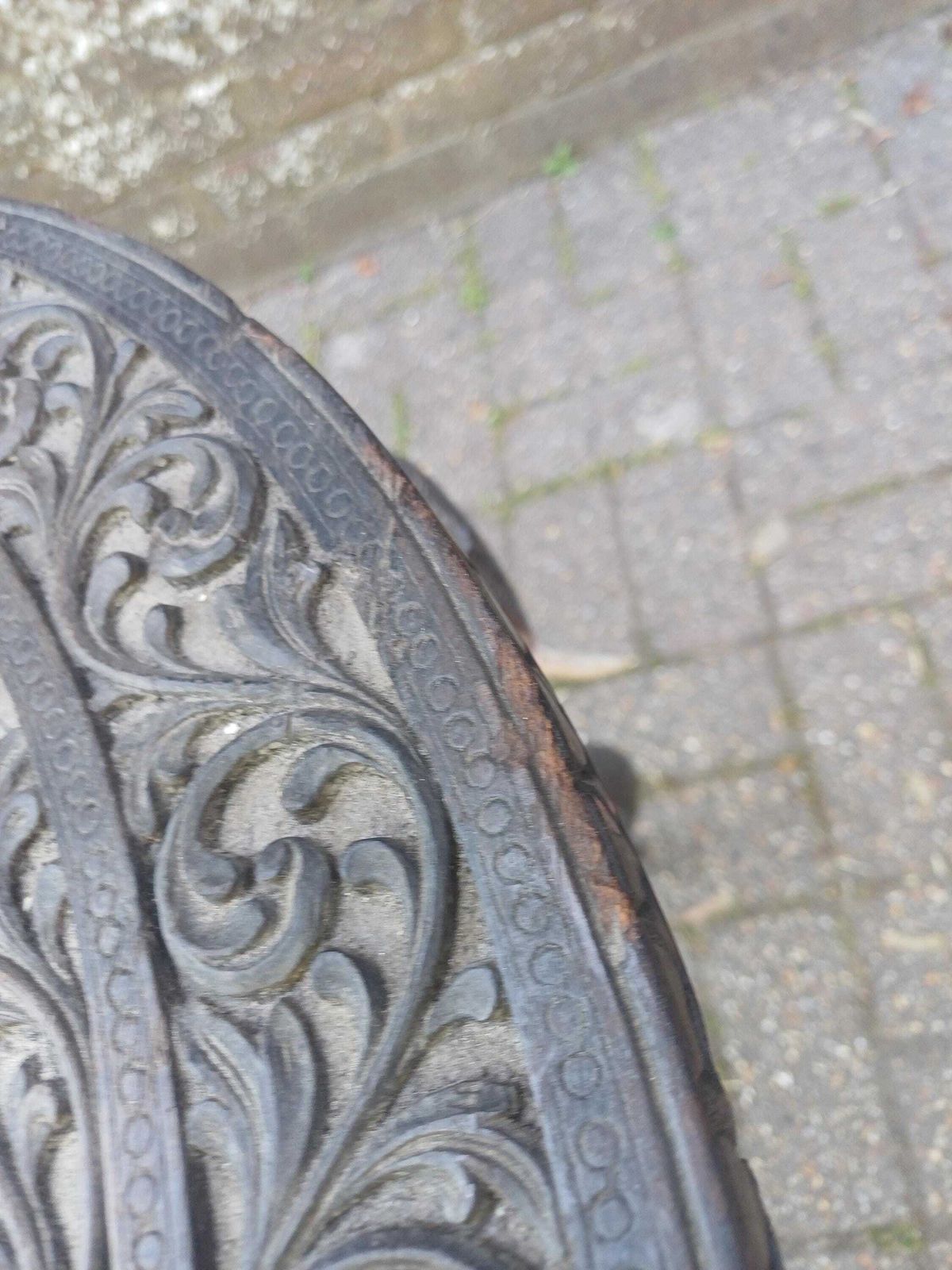photo vintage Victorian Deeply Hand Carved Ornate Round Elephant Table Heavy Hardwood Indian Sumptuous Quality Age Worn Free Hand Delivery