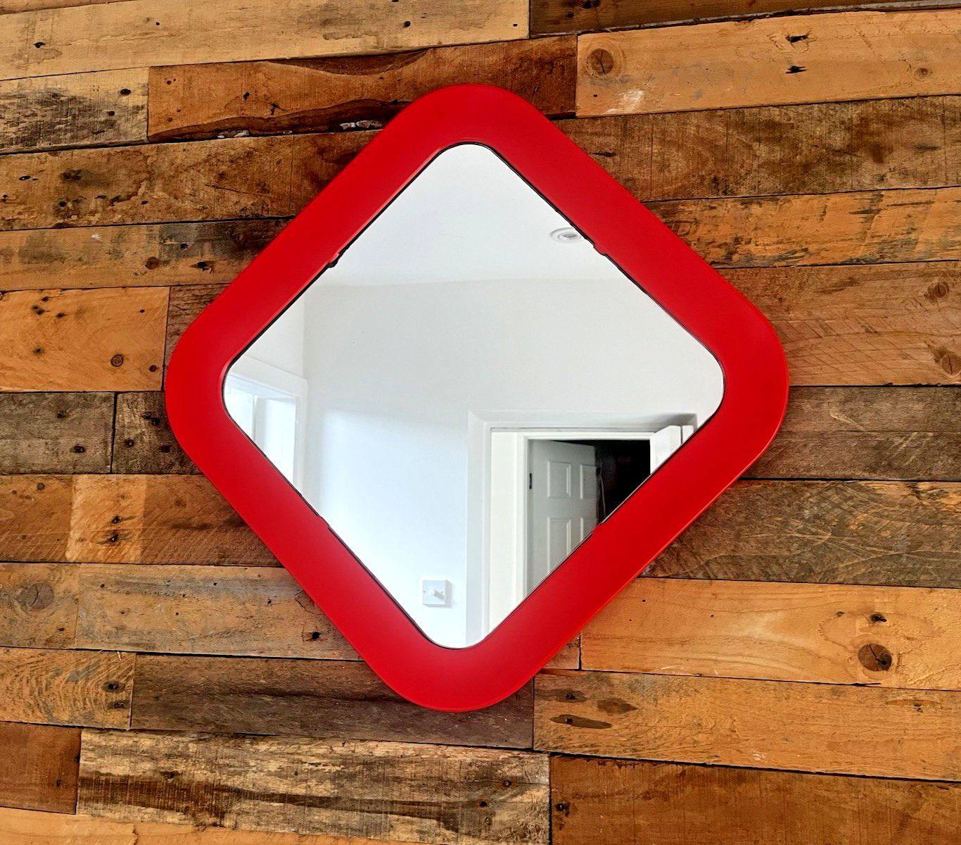 Mid Century 60's Space Age Red Pop Art Wall Mirror Habitat Conran Italian Style