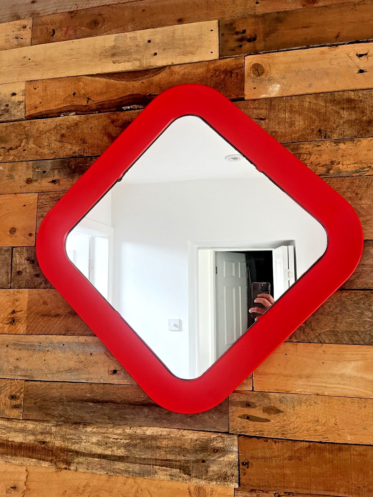photo buy Mid Century 60's Space Age Red Pop Art Wall Mirror Habitat Conran Italian Style