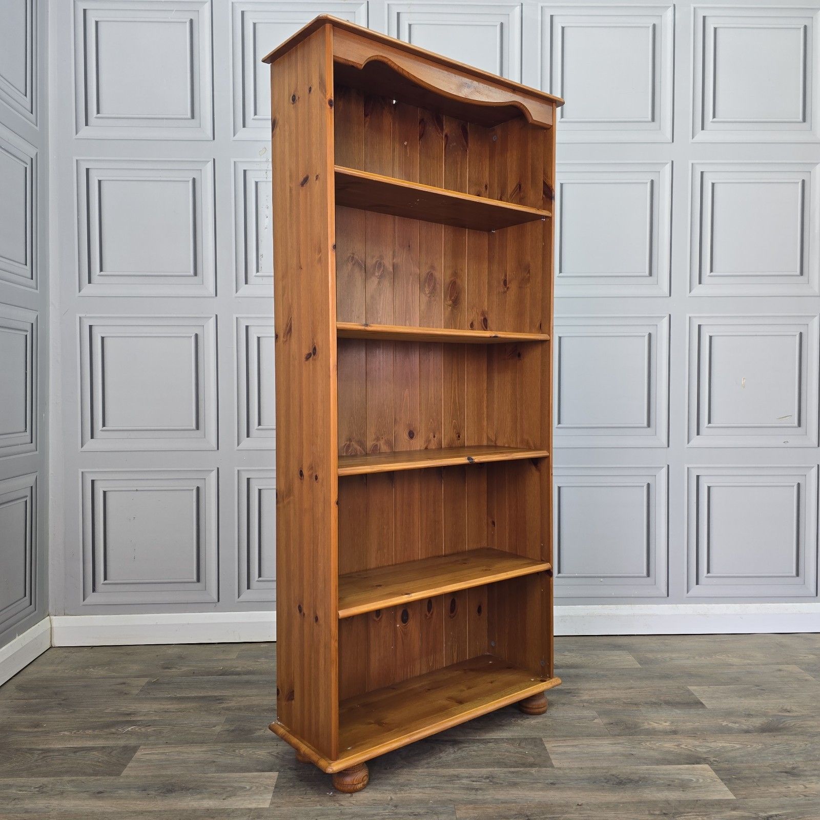 Vintage Pine Bookcase Tall Shelving Unit Country Style Shelves Retro Wooden
