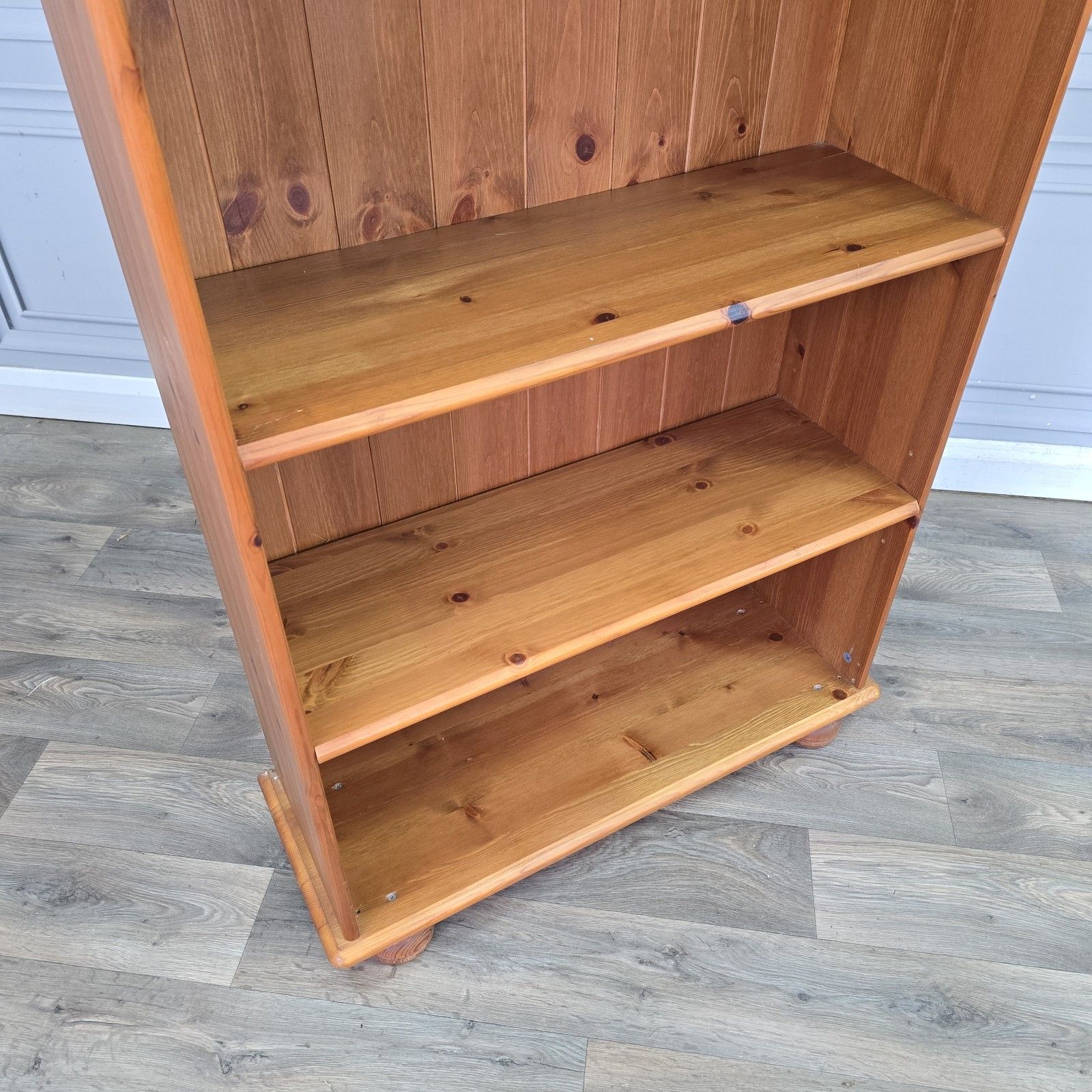Vintage Pine Bookcase Tall Shelving Unit Country Style Shelves Retro Wooden photo Furniture