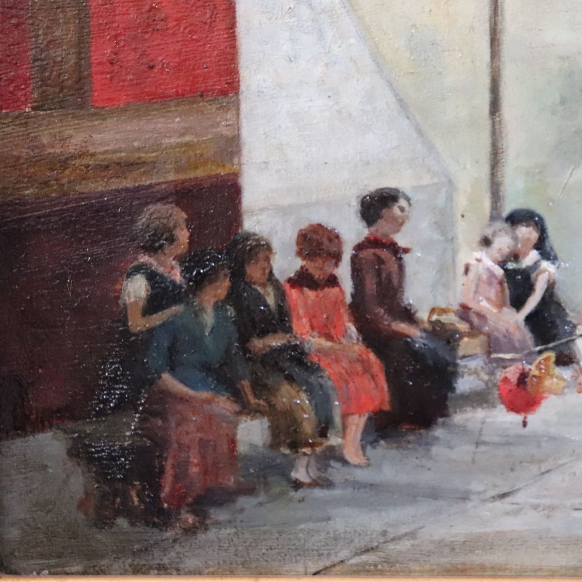 Children Playing, Oil Painting On Canvas, 19th Century, Framed photo vinterior