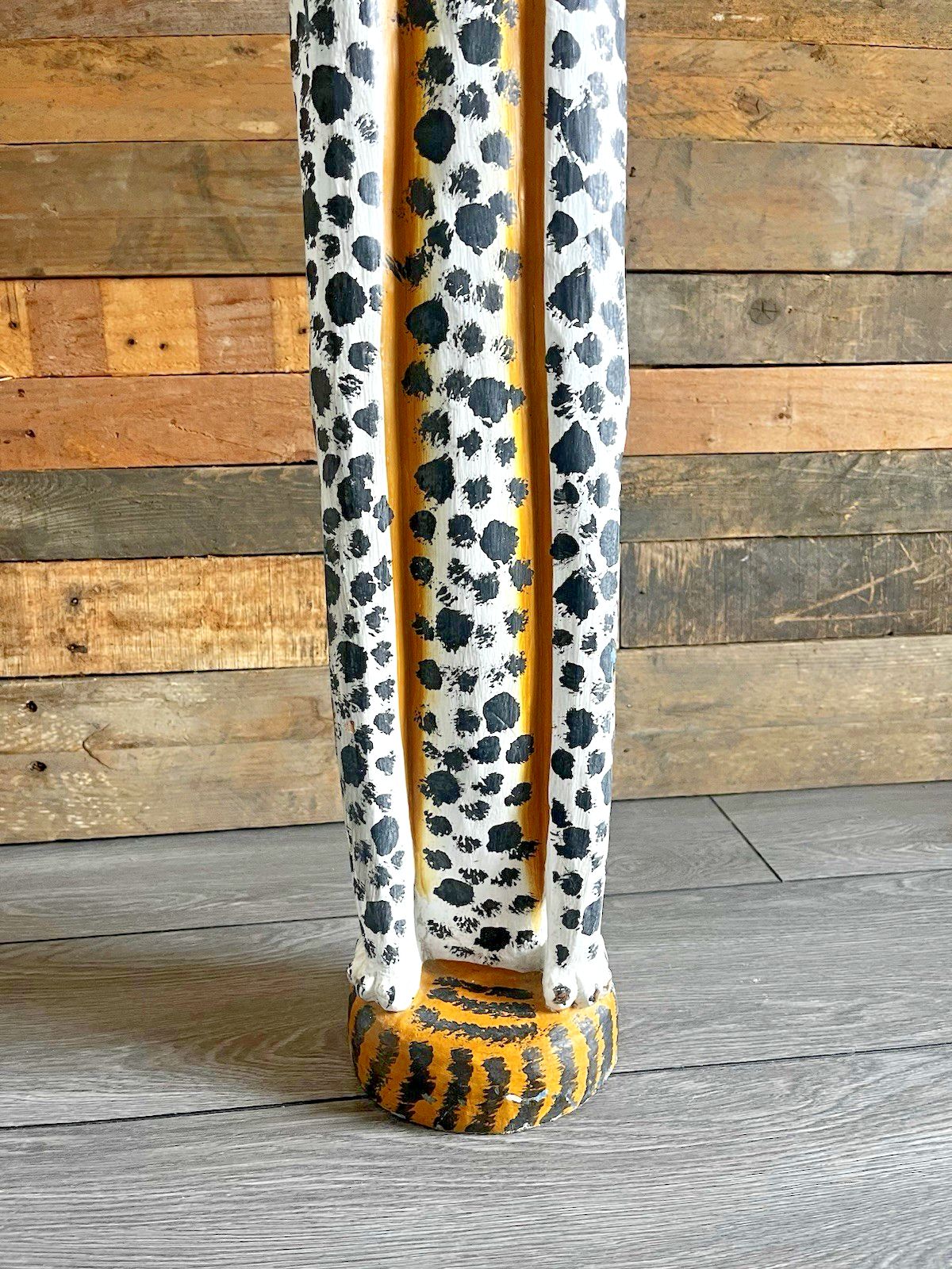 37" Vintage Balinese Hand Carved Wooden Folk Art Leopard Entrance Guard Figure photo for sale