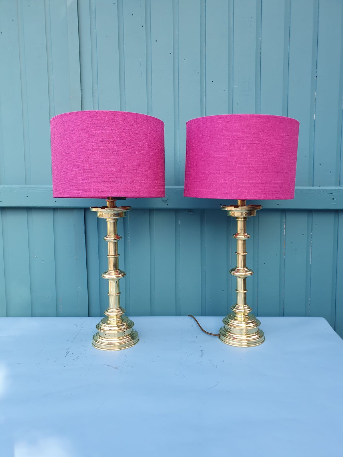 Pair Of Antique Brass Lamps 1890–1950