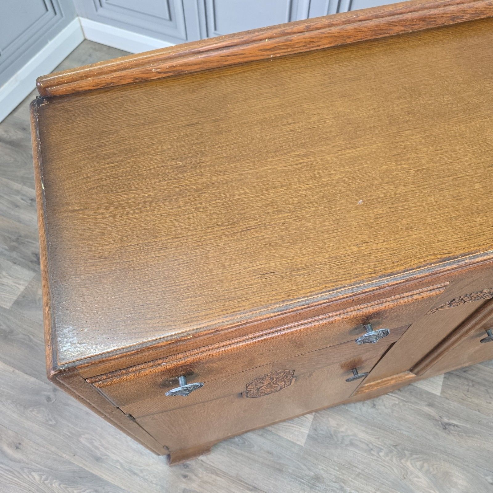 Art Deco Buffet Cabinet Sideboard Vintage Oak Cupboard Mid Century Drawers Retro photo Furniture