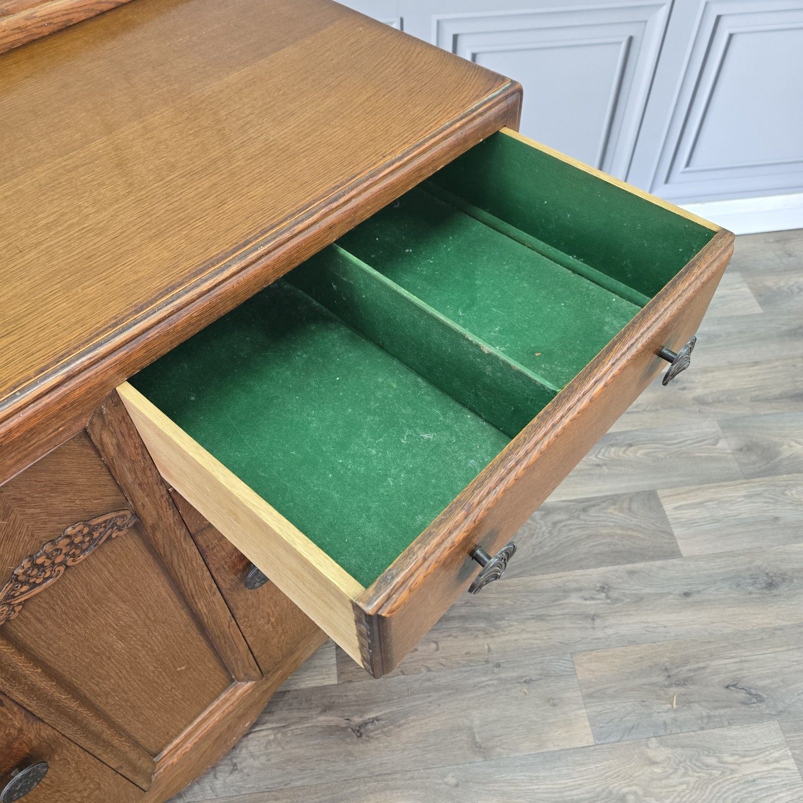 Furniture Art Deco Buffet Cabinet Sideboard Vintage Oak Cupboard Mid Century Drawers Retro photo