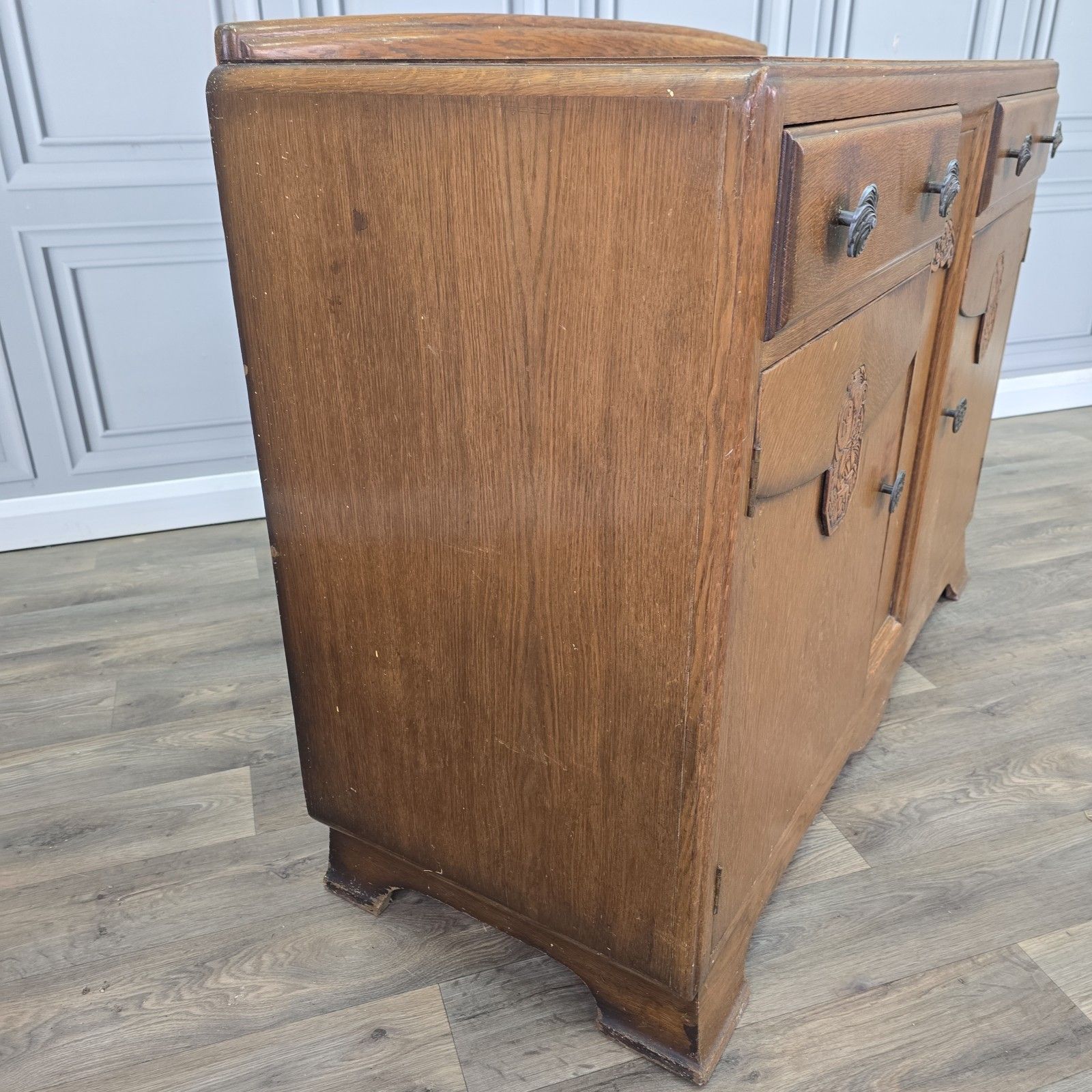 photo buy Art Deco Buffet Cabinet Sideboard Vintage Oak Cupboard Mid Century Drawers Retro