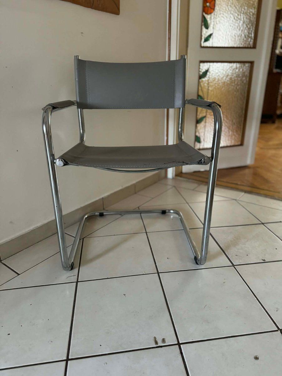 Mid-Century grijze buisframe stoel, ca. jaren 1960