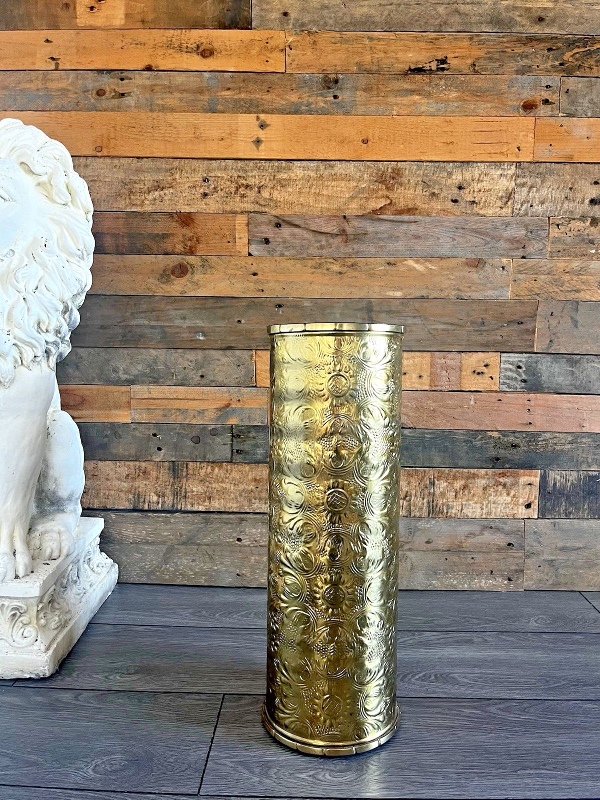 Vintage Sunflower Brass Umbrella Stick Stand Antique Aesthetic Movement Style