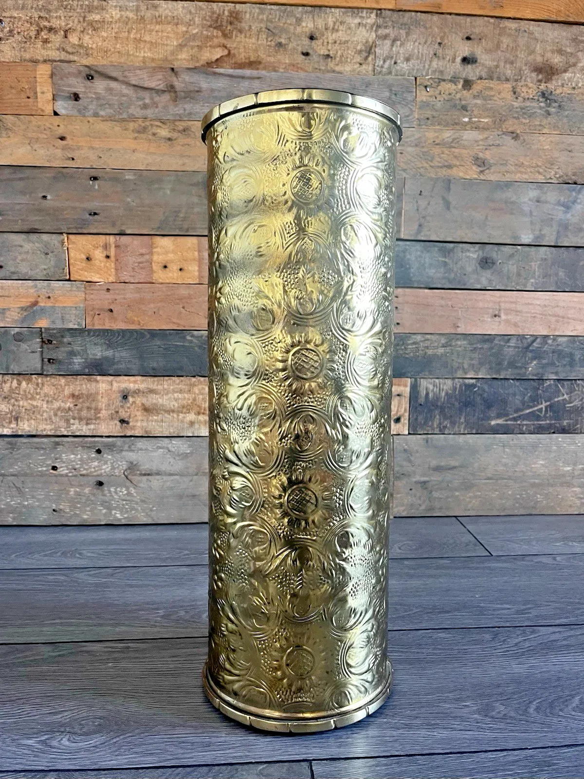 Vintage Sunflower Brass Umbrella Stick Stand Antique Aesthetic Movement Style photo 80.0