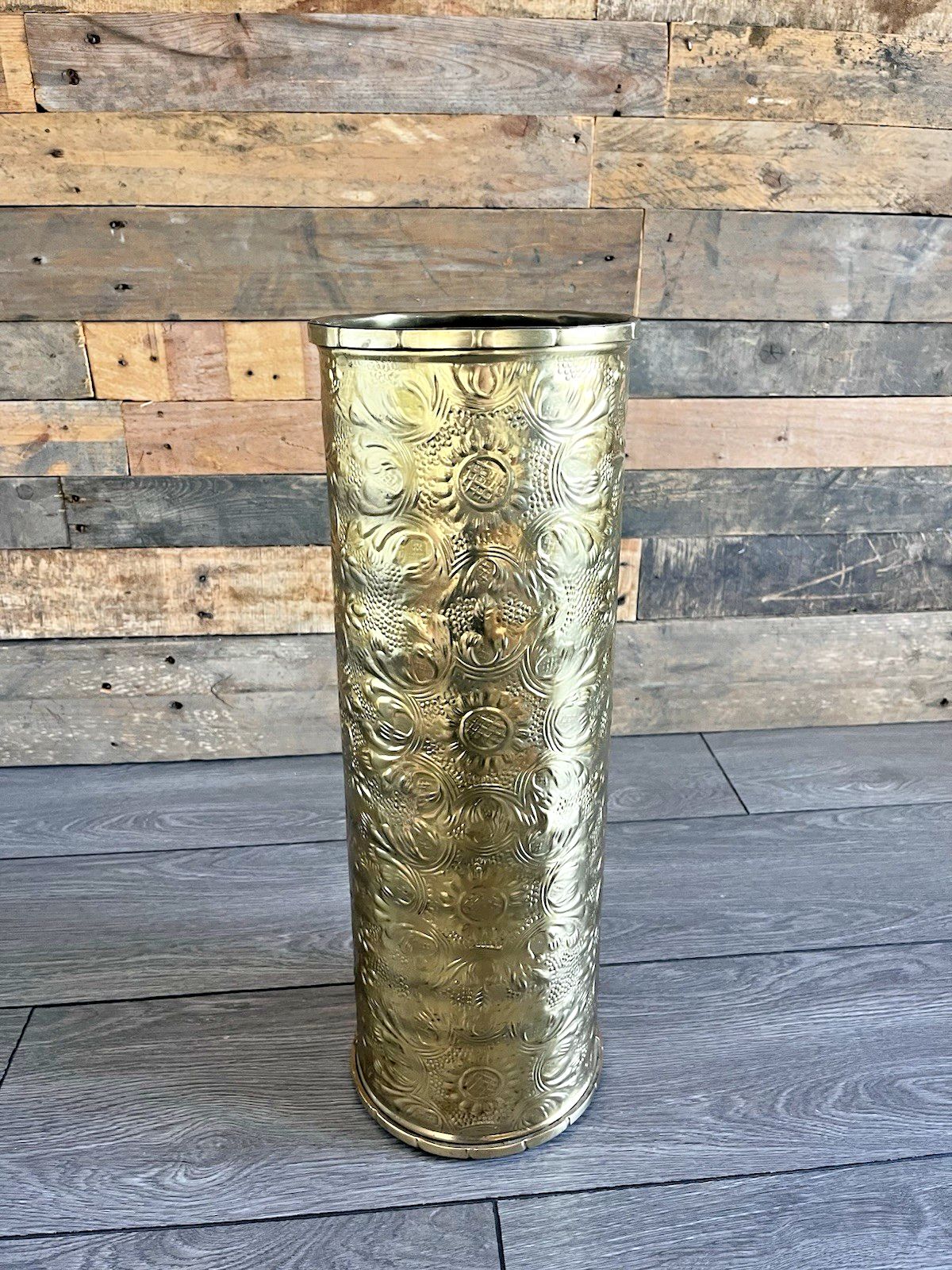 Vintage Sunflower Brass Umbrella Stick Stand Antique Aesthetic Movement Style photo buy