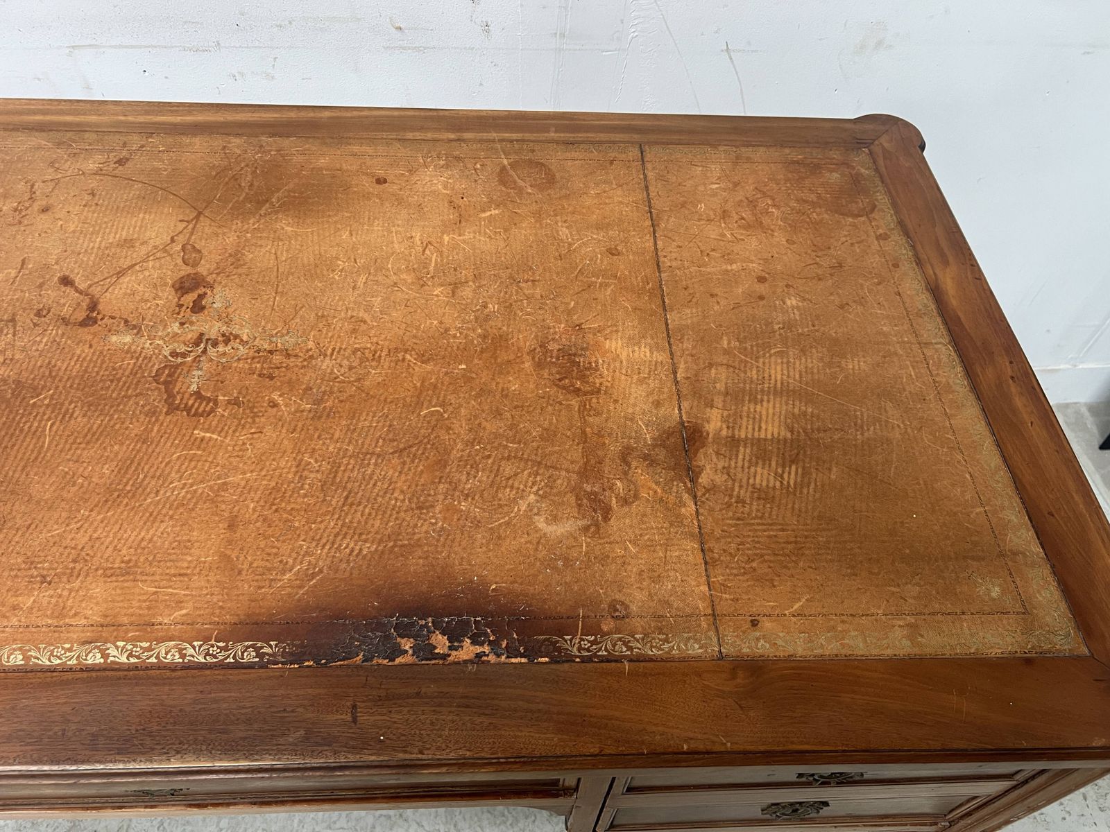 1924.0 Louis XVI Style Walnut Desk From The Late 19th Century. photo