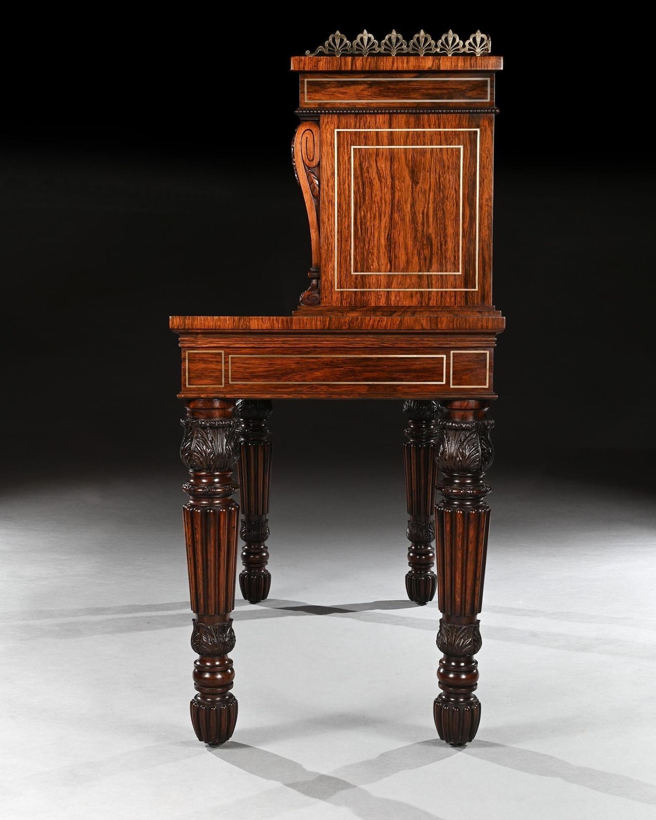 An Extremely Fine Rosewood And Brass Inlaid Writing Table Attributed To Gillows Oxford Street Workshop photo buy