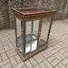 Italian Burr Walnut Finish Vitrine Display Cabinet Curio Glass Shelves Mirrored Collectors Cupboard With Upper Case