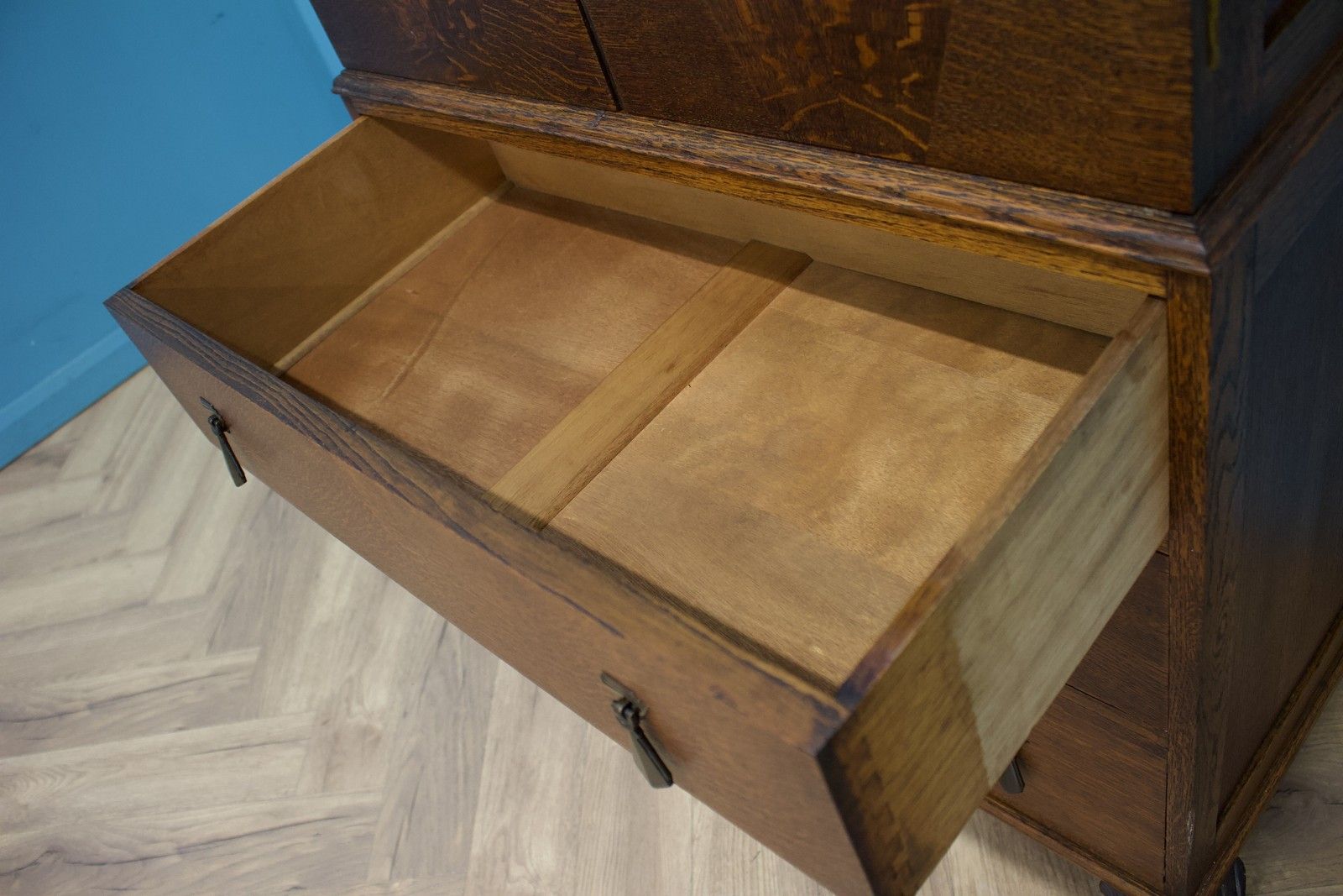 Art Deco Oak Tallboy Linen Cabinet Chest, 1930s #1772 photo vintage