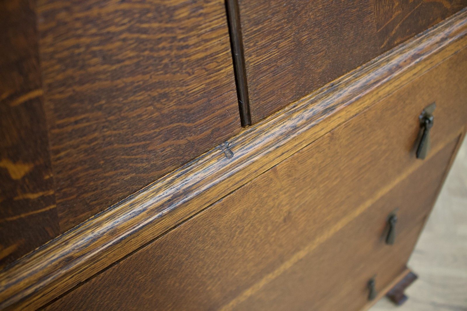 photo furniture Art Deco Oak Tallboy Linen Cabinet Chest, 1930s #1772